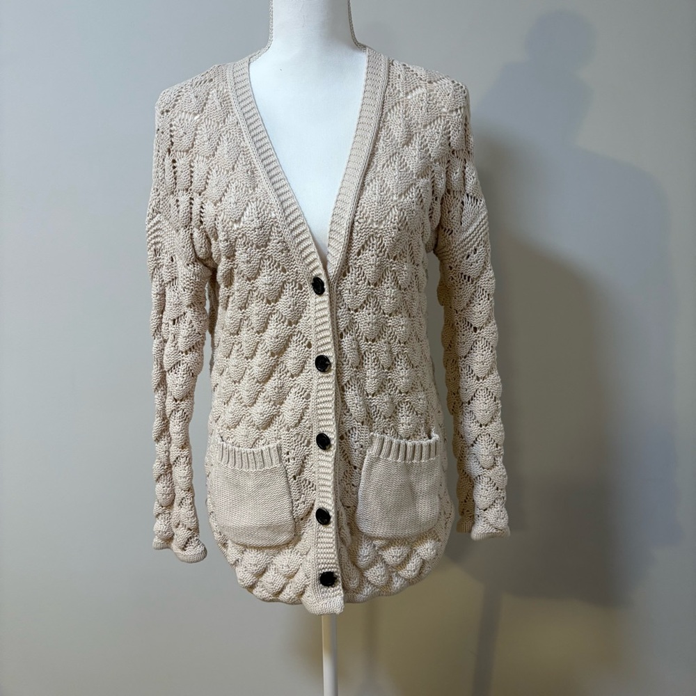 Jessica Simpson Cream Cable Knit Cardigan Women’s Medium Cotton